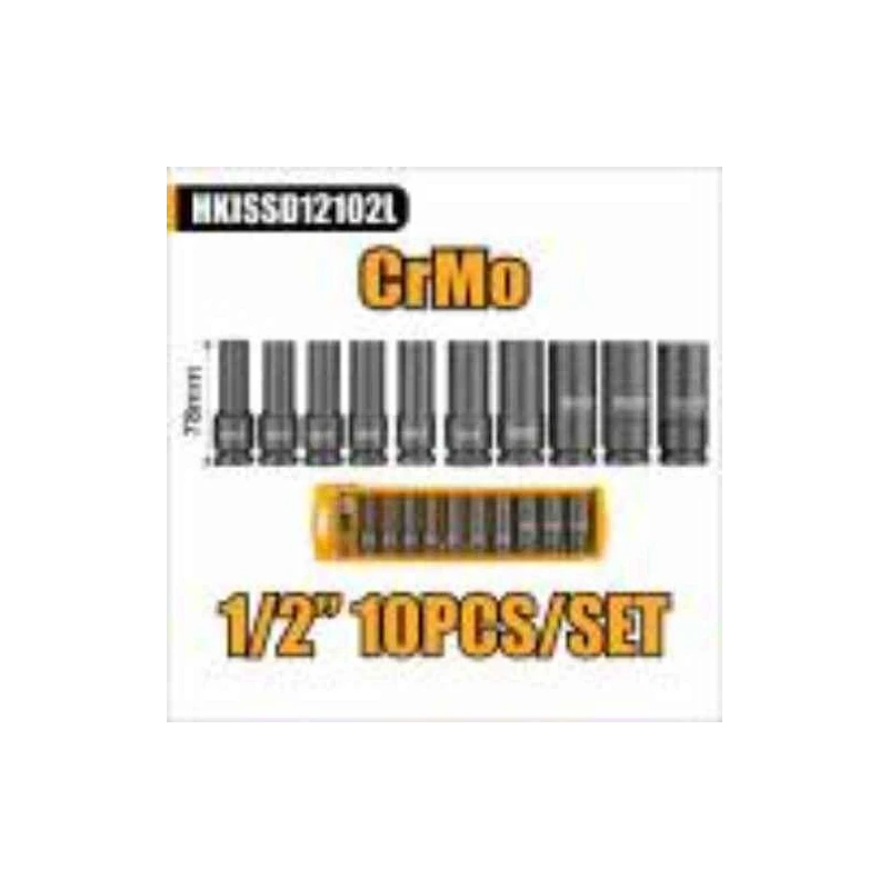 Ingco 10 Pcs 1/2 inch Deep Impact Socket SetHKISSD12102L image-2