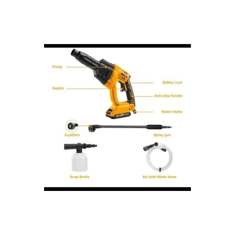 Ingco 20V 80W Yellow Pressure WasherCPWLI20082 image-2