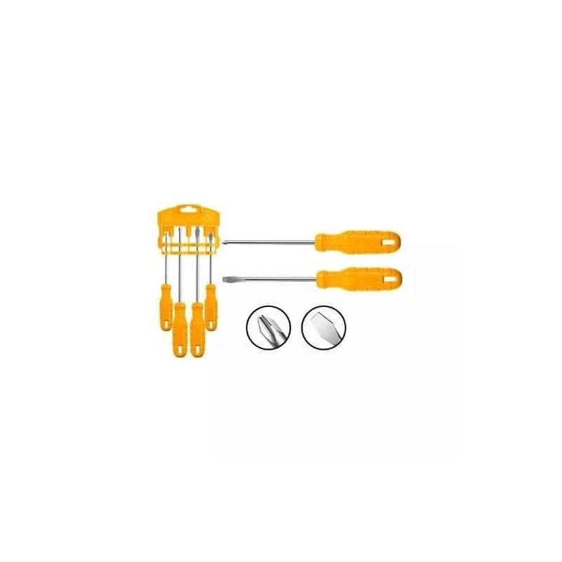 Ingco 60mm CrV Yellow Screwdriver SetHKSD0458 image-1