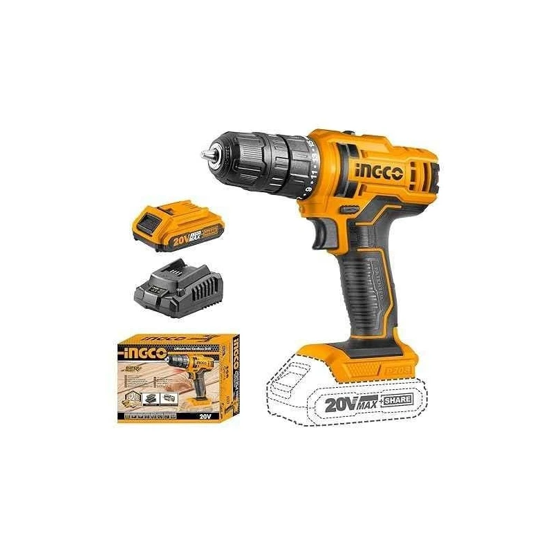 Ingco 2Ah 20V Lithium-ion Cordless Drill DriverCDLI200215 image-4