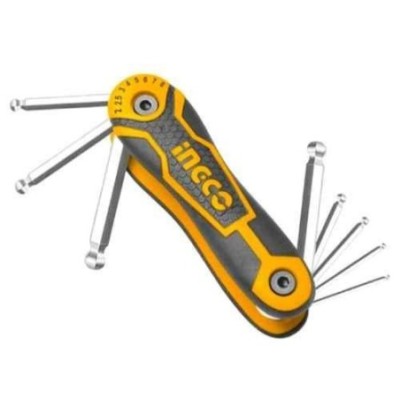 Ingco 8 Pcs Foldable Ball Point Hex Allen Key Wrench SetHHK14082 image-1