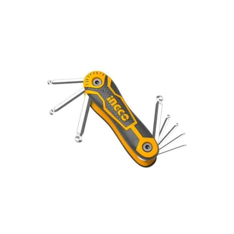 Ingco 8 Pcs Foldable Ball Point Hex Allen Key Wrench SetHHK14082 image-1