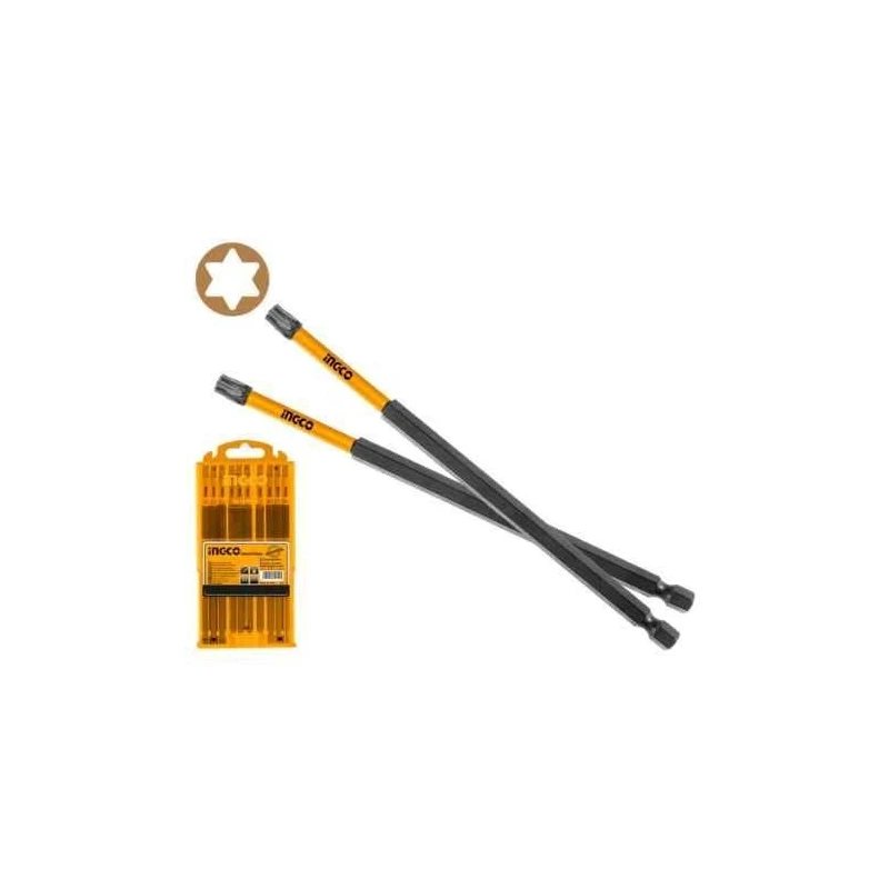 Ingco 10 Pcs T25 250mm S2 Industrial Steel Impact Screwdriver Bits SetSDBIM11T25103 image-1
