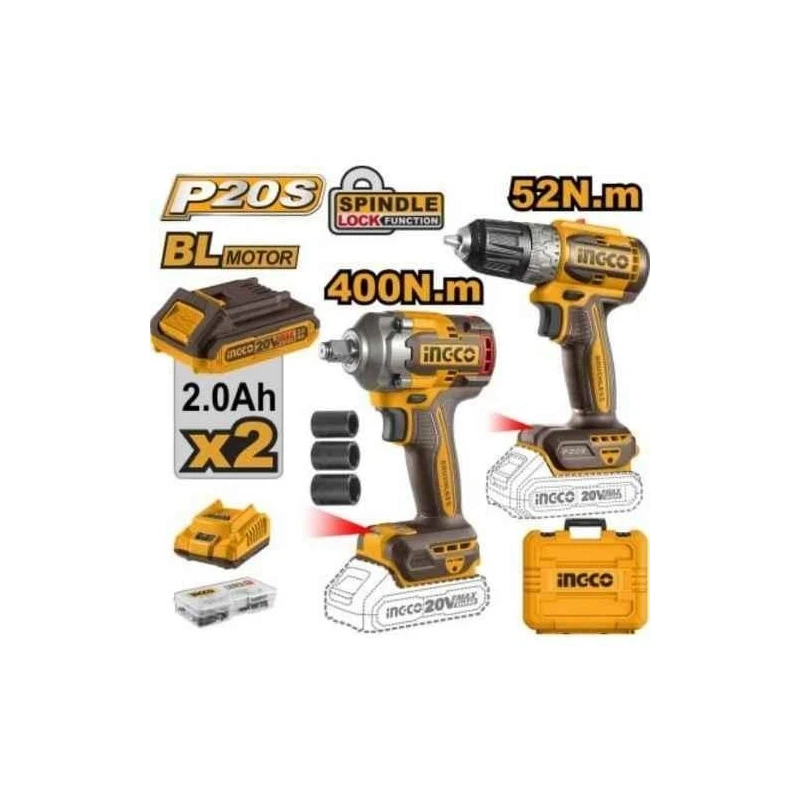 Ingco 20V Cordless Drill & Impact Wrench Combo with BatteryCKLI20271 image-1