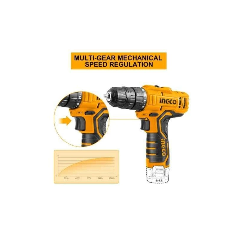 Ingco 12V Battery Operated Cordless Drill DriverCDLI12208 image-2