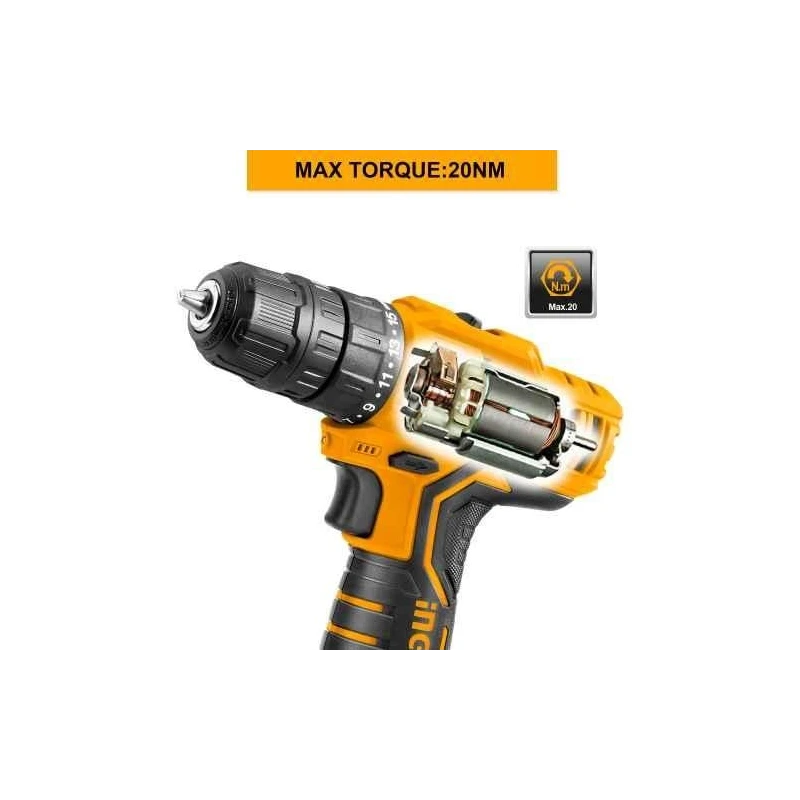 Ingco 12V Battery Operated Cordless Drill DriverCDLI12208 image-3