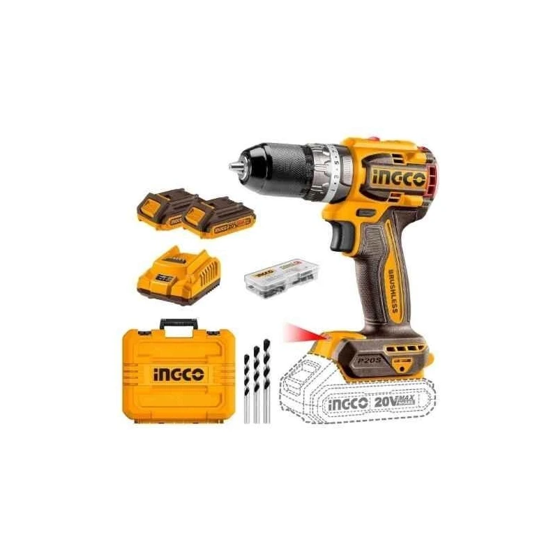 Ingco 20V 4Ah 13mm Compact Brushless Cordless Drill DriverCDLI206021 image-3