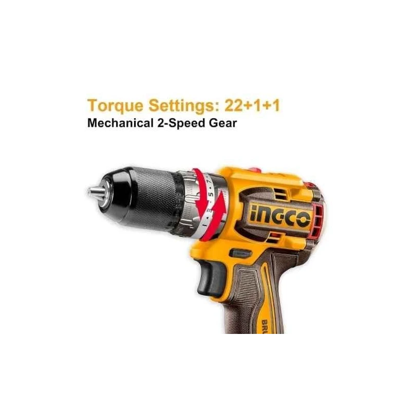 Ingco 20V 4Ah 13mm Compact Brushless Cordless Drill DriverCDLI206021 image-6