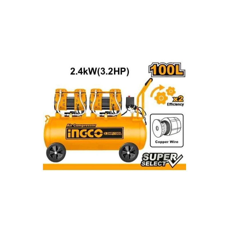 Ingco 3.2HP 100 Litre Yellow Air CompressorACS2241001 image-1