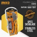 Ingco 61x19mm Stainless Steel Folding Knife with 6 Pcs Metal Cutter BladesHUK6288 image-1