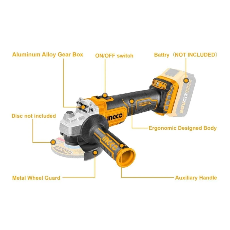 Ingco 20V 100mm Cordless Angle GrinderCAGLI1001 image-4