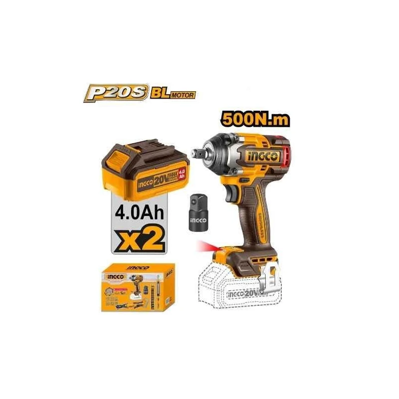 Ingco 20V 4Ah Impact Wrench3/8 inch Drive Ratchet & 70-300lm Work Lamp KitCOSLI240461 image-2