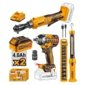 Ingco 20V 4Ah Impact Wrench3/8 inch Drive Ratchet & 70-300lm Work Lamp KitCOSLI240461 image-4