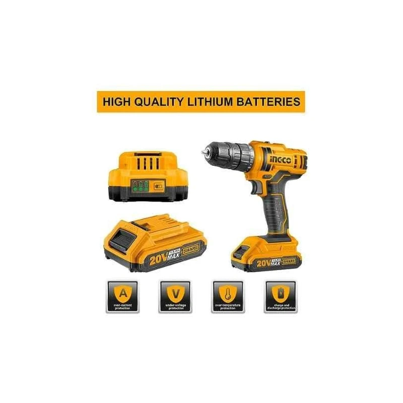 Ingco 1.5Ah 20V Lithium-Ion Cordless Drill DriverCDLI20051 image-1