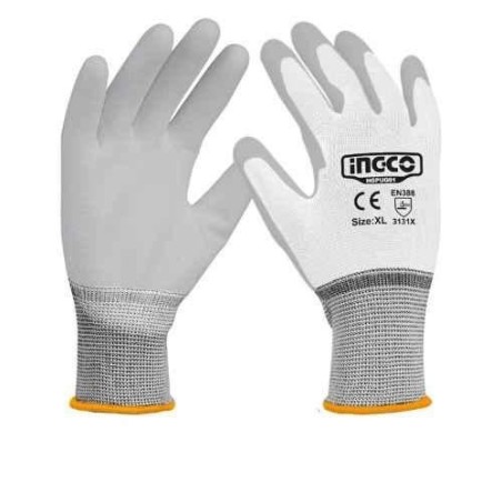 Ingco Cotton PU Gloves for Hand ProtectionSize: XLHGPUG02 image-1