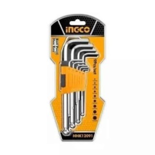 Ingco 1.5 to 10 mm Cr-V Chrome Plate Hex Key SetHHK12091 image-1