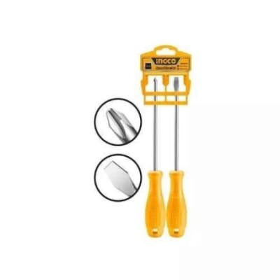 Ingco 60mm CrV Yellow Screwdriver SetHKSD0258  image-1