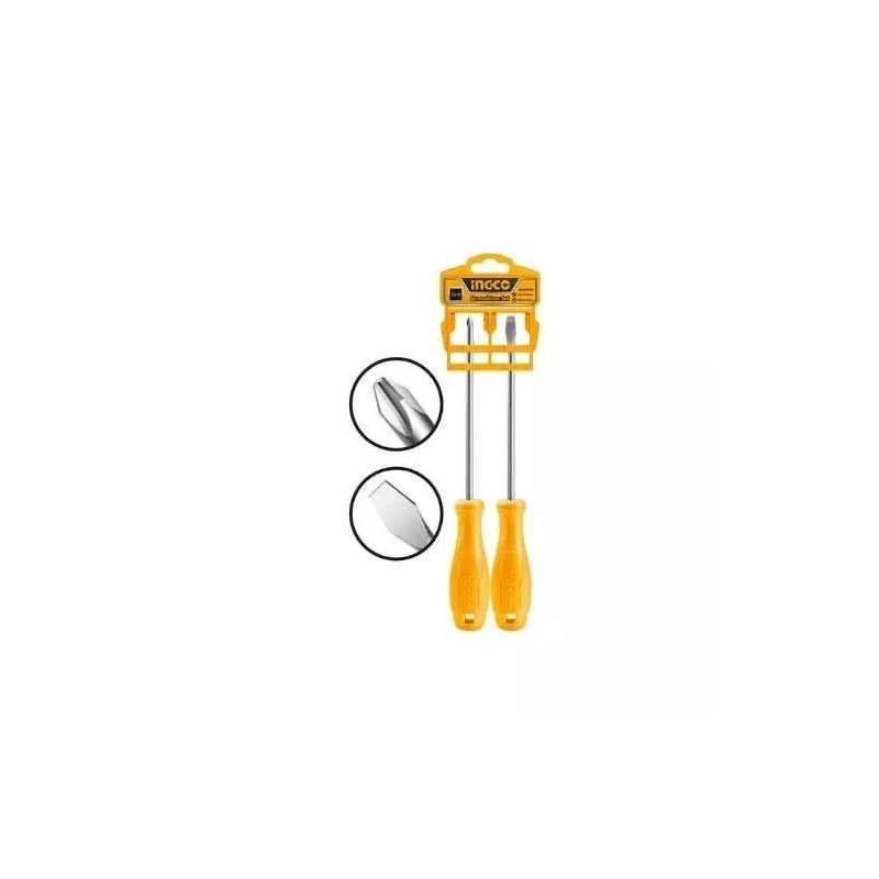 Ingco 60mm CrV Yellow Screwdriver SetHKSD0258  image-1