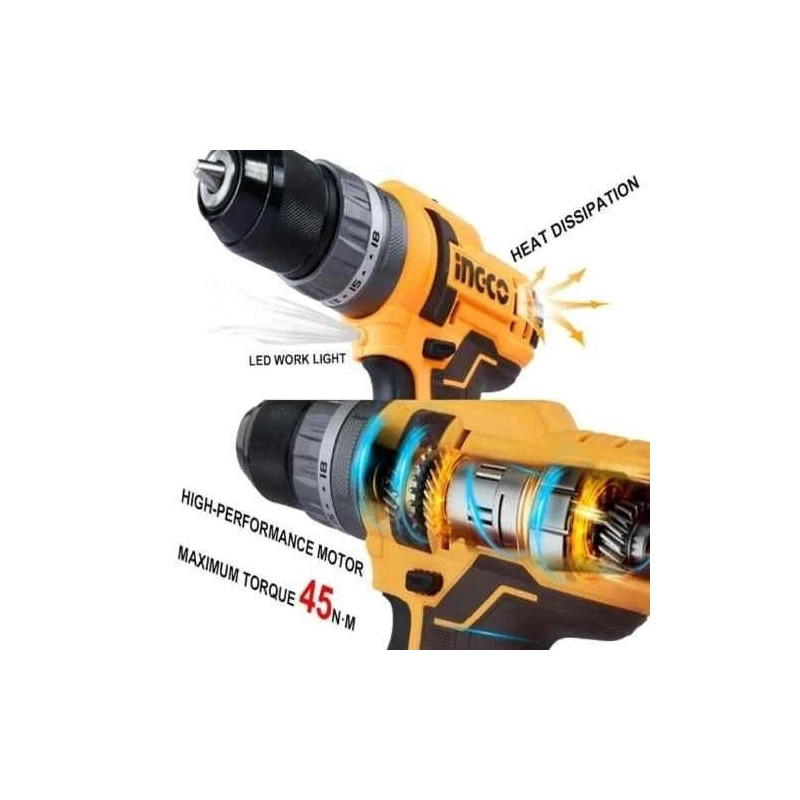 Ingco 54 Pcs 0-1500rpm 20V Impact Drill Machine KitCIDLI201452 image-5