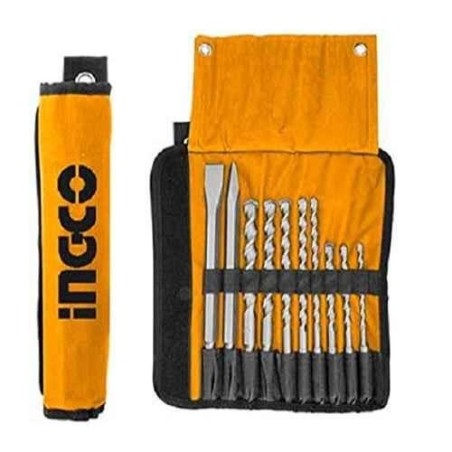 Ingco 10 Pcs Hammer Drill Bits & Chisel SetAKD2101 image-1