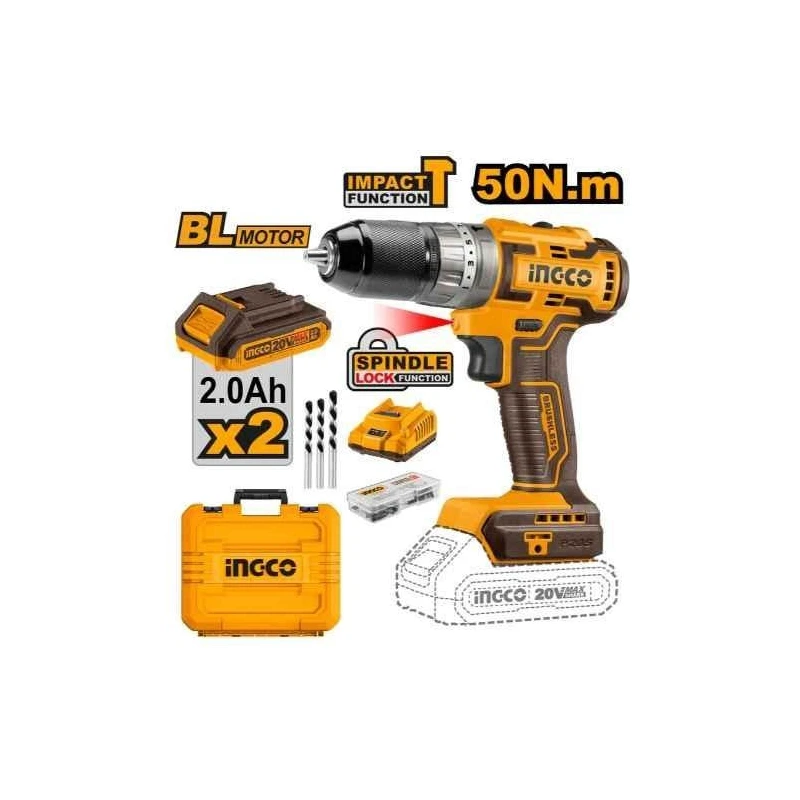 Ingco 20V 0.8-10mm Lithium-Ion Brushless Impact DrillCIDLI20508 image-1