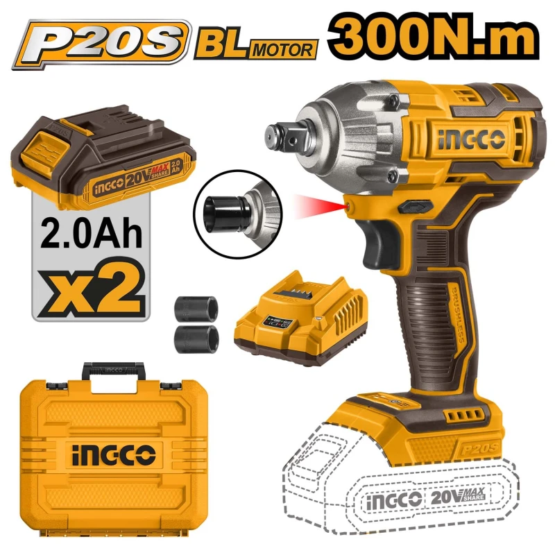 Buy Ingco CIWLI2038 Cordless Li-ion Impact Wrench online