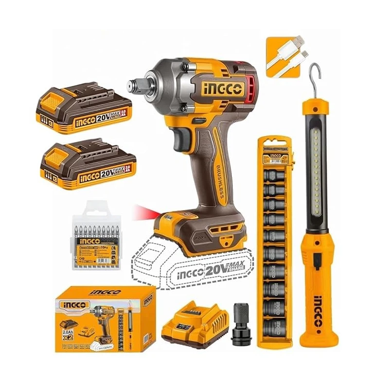 Buy Ingco COSLI23048 Cordless Impact Wrench Kit online