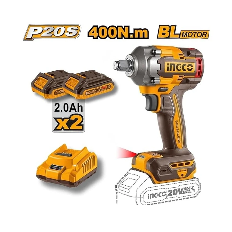 Buy Ingco COSLI23048 Cordless Impact Wrench Kit online