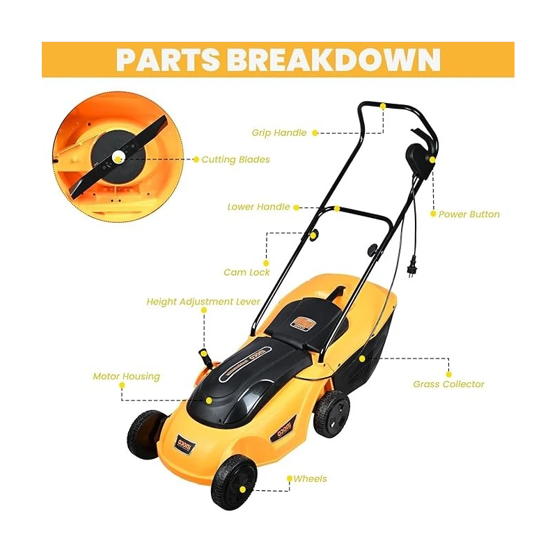 Buy Ingco LM383 Electric Lawn Mower 0.35m Power Cord online