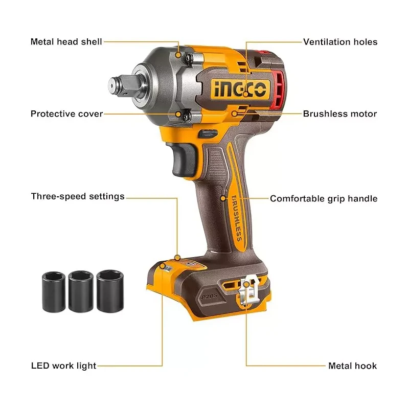 Buy Ingco CIWLI20401 400Nm Cordless Impact Wrench Driver online