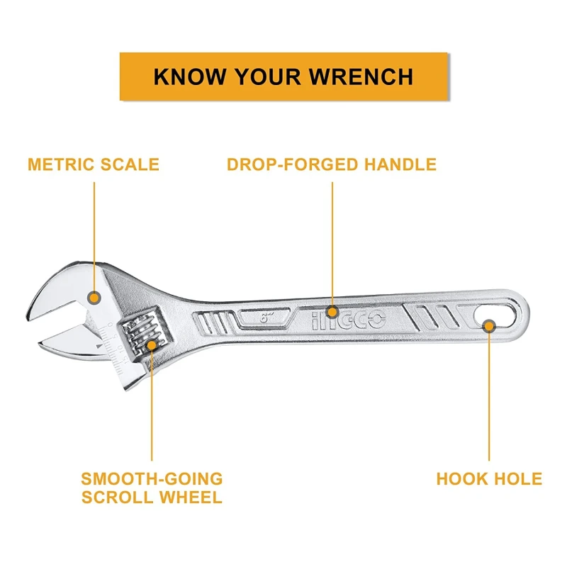Buy Ingco HADW131082 Adjustable Wrench online