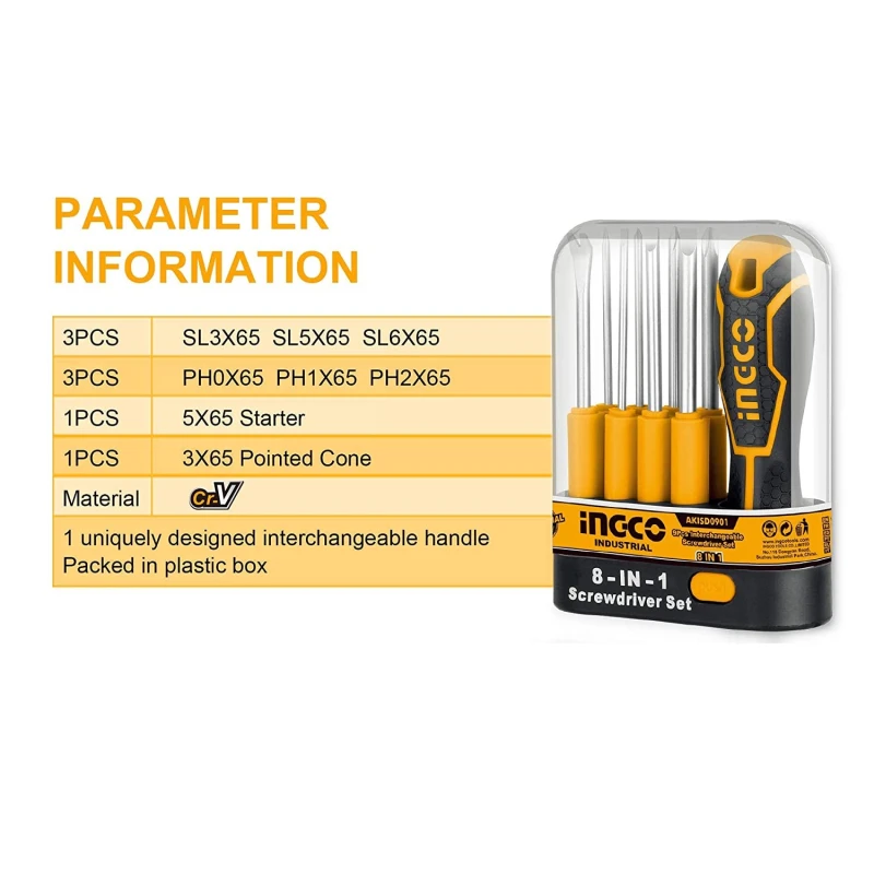 Buy Ingco AKISD0901 Aluminium Screwdriver Set online