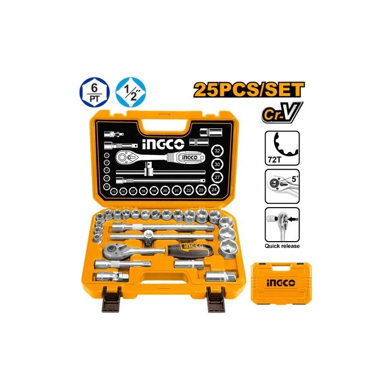 Buy Ingco HKTS12251 25 Pcs CR-V Socket Set online