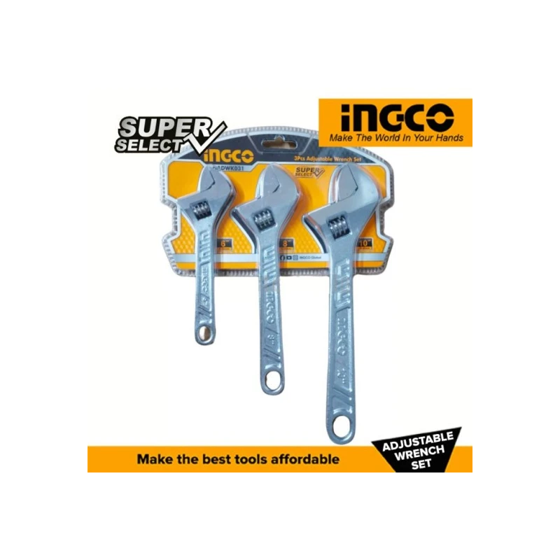 Buy Ingco HADWK031 Carbon Steel Adjustable Wrench Set online