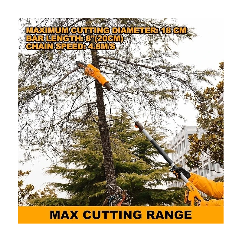 Buy Ingco CPTS201681 Lithium-Ion Pole Saw Hedge Trimmer online