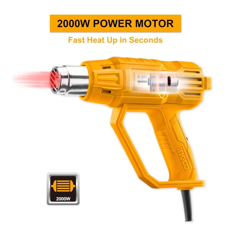 Buy Ingco HG200038 Yellow Heat Gun with Nozzles online