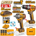 Buy Ingco CKLI20275 20V 400Nm Impact Wrench Combo online