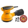 Ingco 5 inch 12000rpm ABS Plastic Orange & Black Random Orbital Sander, RS3208