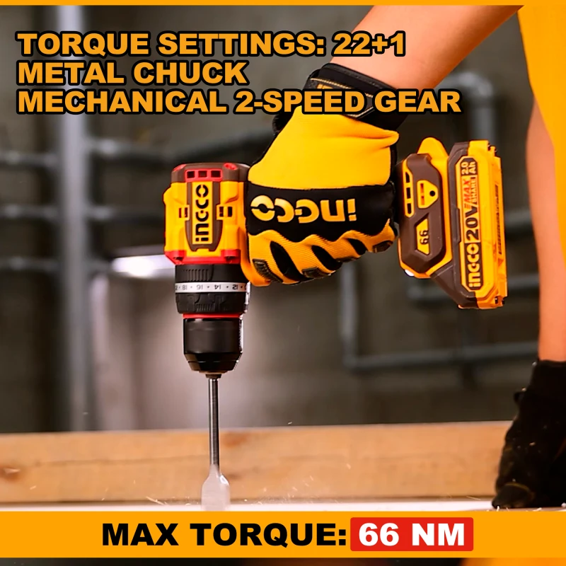 Buy Ingco CIDLI20668 20V 2Ah 13mm Cordless Drill online