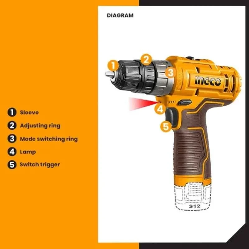 Buy Ingco CDLI12202 1.5Ah Lithium-ion Cordless Drill online