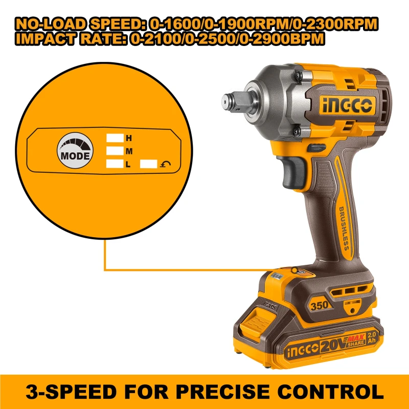 Buy Ingco CIWLI2035 20V 2Ah Impact Wrench Driver online