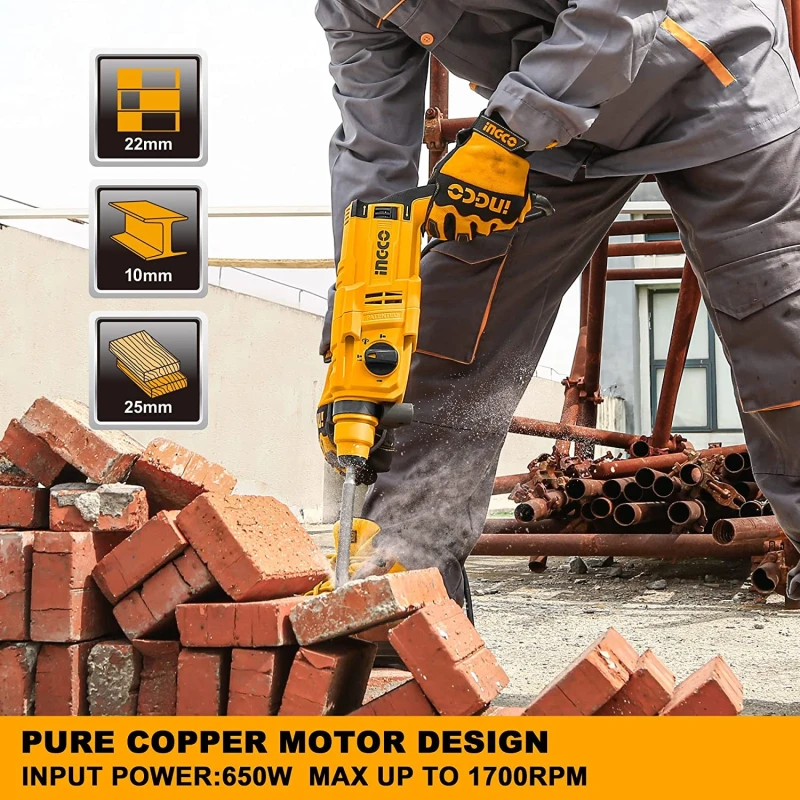 Buy Ingco RGH6528 650W 22mm Rotary Hammer online