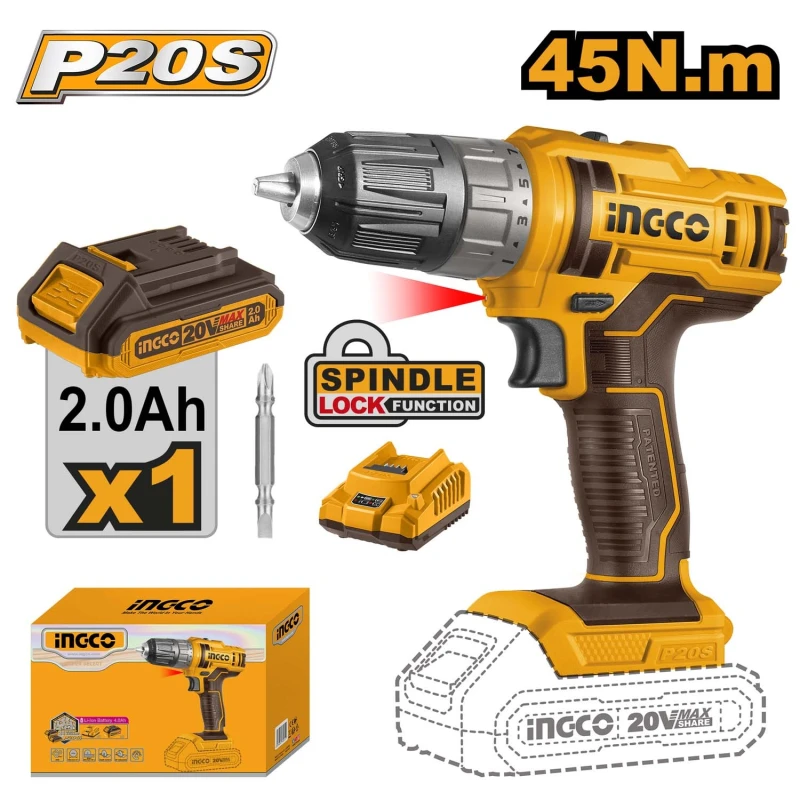 Buy Ingco CDLI200518 0.8-10mm Lithium-Ion Cordless Drill online