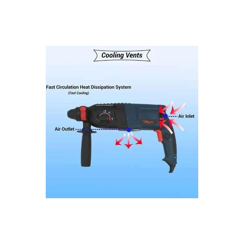 Hillgrove HG0081 1200W 26mm Rotary Hammer Drill Machine with 5 Bits image-1