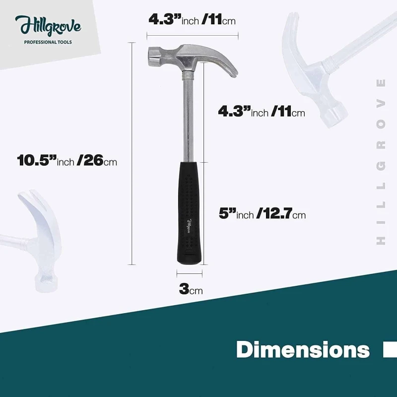 Hillgrove HGCM461M1 Tool Combo with Claw Hammer Wire Cutter & 8 inch Plier image-3
