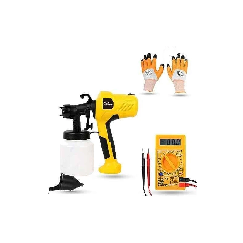 Hillgrove HGCM1316 400W HVLP Paint Sprayer Gun with Gloves & Multimeter image-3