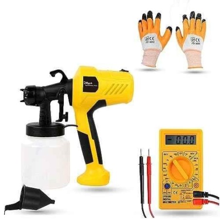 Hillgrove HGCM1316 400W HVLP Paint Sprayer Gun with Gloves & Multimeter image-3