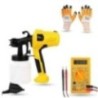 Hillgrove HGCM1316 400W HVLP Paint Sprayer Gun with Gloves & Multimeter