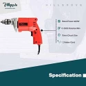 Hillgrove HGCM911 500W Variable Speed Drill Machine with 5 HSS Drill Bits image-1
