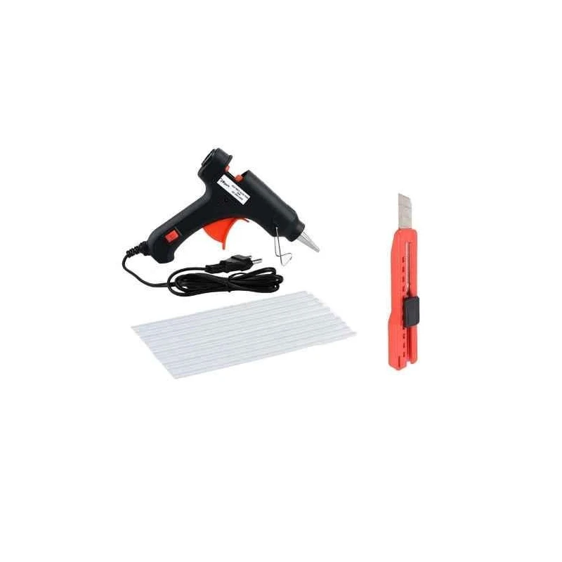 Hillgrove HGCM280M1 20W Electric Hot Melt Glue Gun with 10 Glue Sticks & Utility Knife image-1